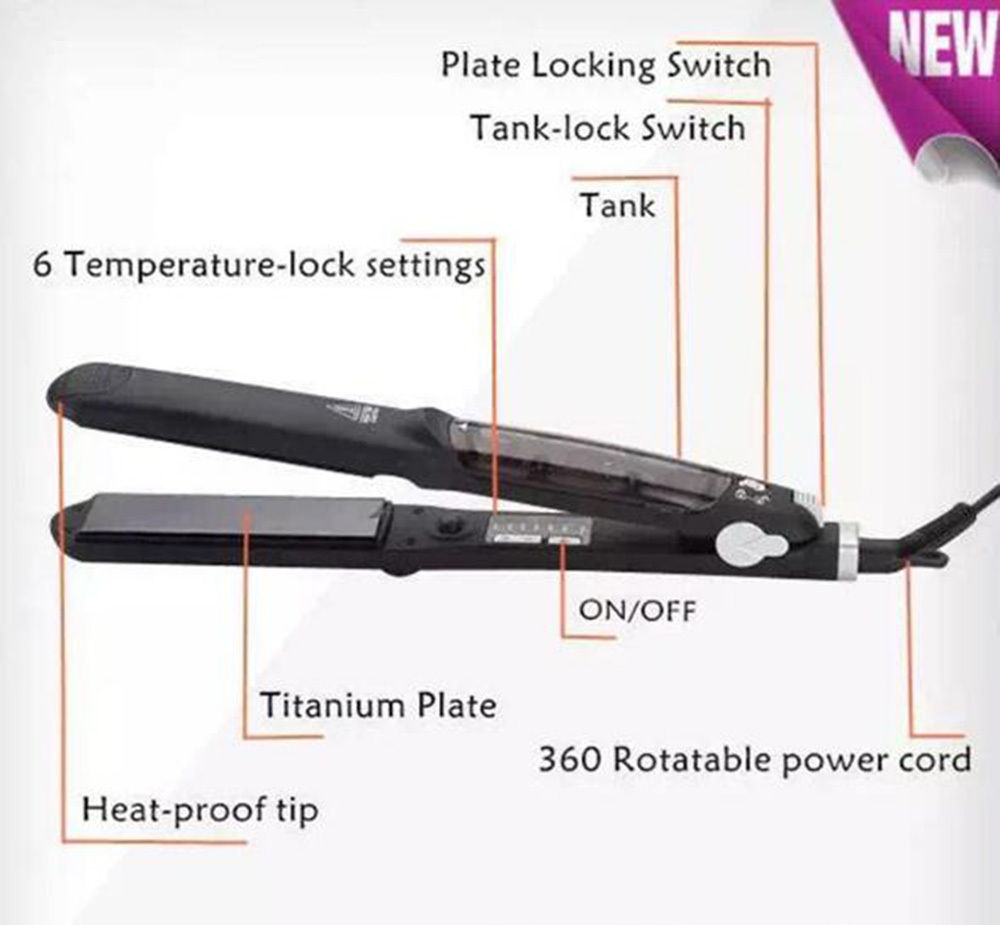 Hair Steam Straightener Ceramic Steam Flat Iron Vapor Plate Wet/Dry Hair Iron Steamer Styling Tool Hair Styling Accessories
