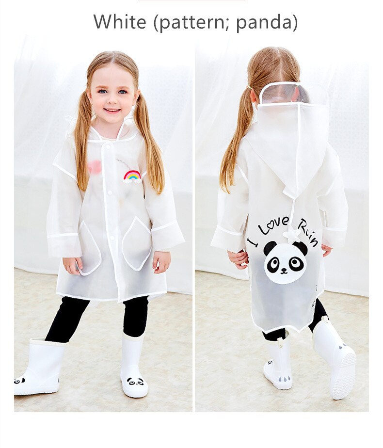 Regenmantel kinder transparent OutdoorWaterproof EVA Regen Mantel Kinder Undurchlässig Poncho Junge Mädchen Regen Mit Kapuze Jacke: WHITE / S