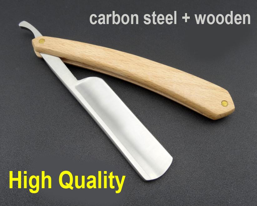 hand polished carbon steel barber shaving razor hair cutting knifes,wooden handleblade Men's razors tonsure