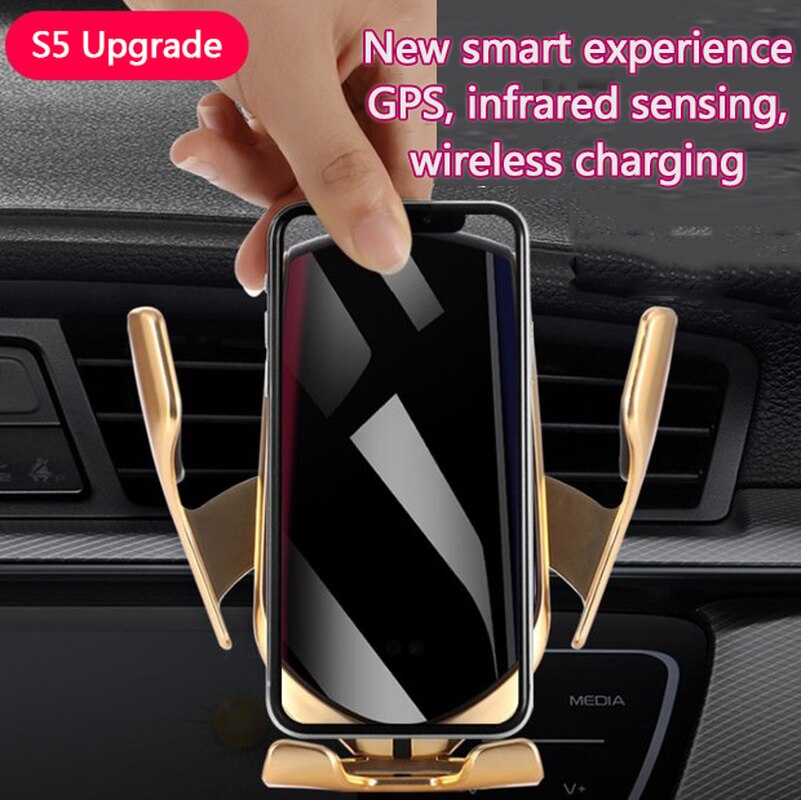 Snel Opladen 10W Wireless Car Charger S5 Automatische Spannen Telefoon Houder In Auto Draadloze Chargerfor IPhone Huawei Samsung