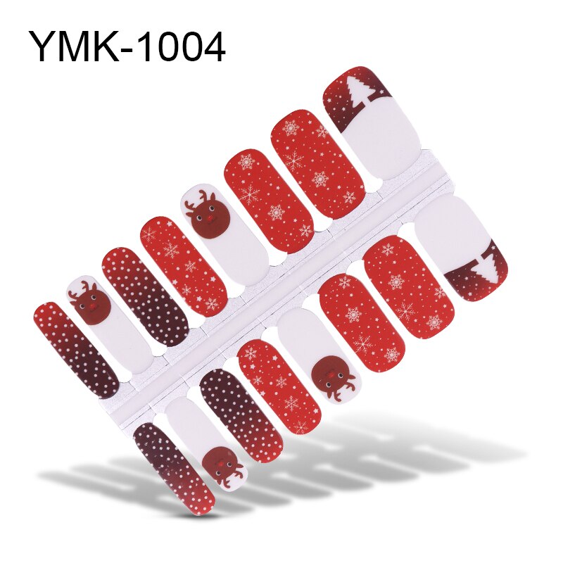 Lamemoria 16 tips/ark skönhet naglar klistermärken jul nagelinpackningar multicolor nagelkonst hela klistermärken självhäftande tips manikyr: Ymk -1004