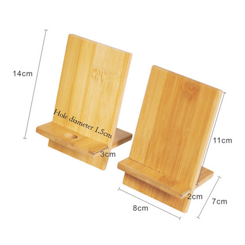 1 Set Bamboo Phone Stand Universal Mobile Phone Holder Mount Desktop Bracket Tablet Stands Smartphone Support With Charging Hole