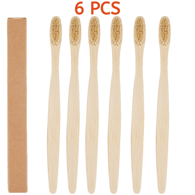 6er-Pack Bambus-Zahnbürsten, mittelgroße Wildschweinborsten, 100 % biologisch abbaubare Natur-Zahnbürste aus Holz, ohne Kunststoff,: Ursprünglich Titel