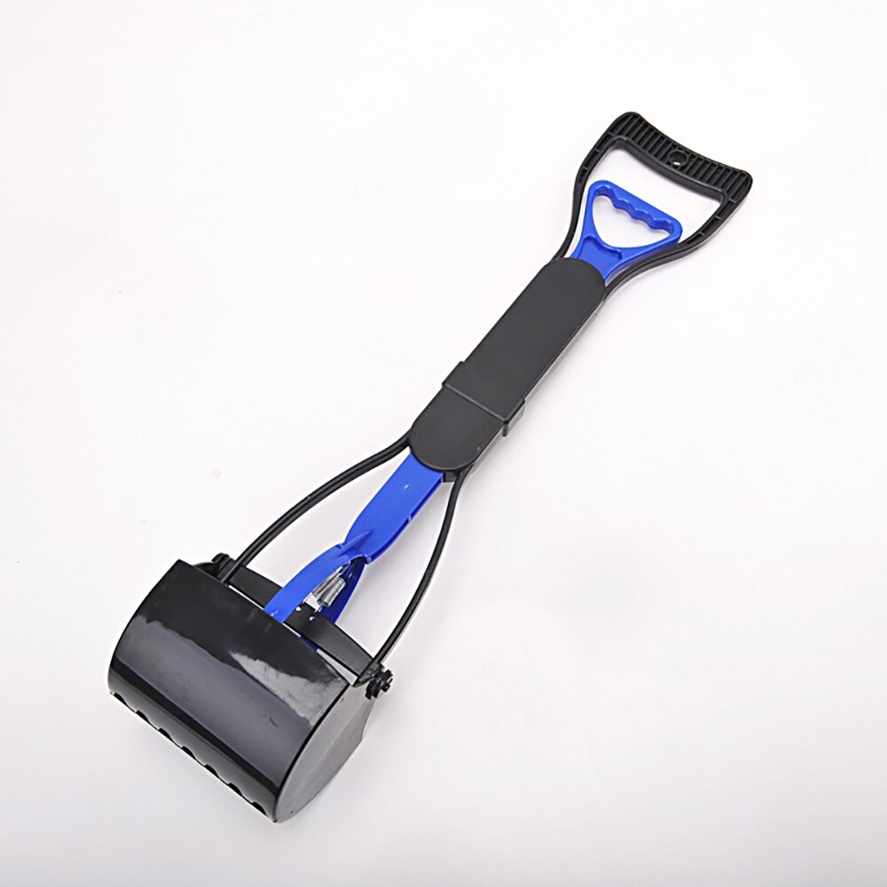 Poepschep voor huisdieren, hondenpoepschep, schep voor huisdierenpoep, opvouwbare schep met lange steel, afvalschep voor honden, schoonmaakgereedschap voor buiten: Blauw-recht