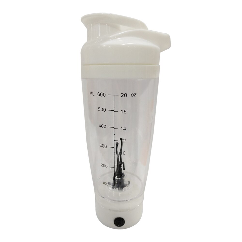 1 Pc Protein Shaker Bottle Vortex Mixer Tornado Shaker Cup 600ml Portable Automatic Shaker: White