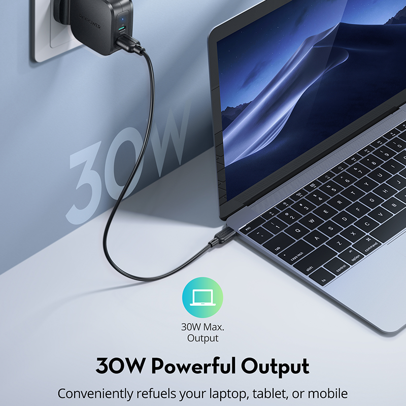 RAVPower 30W Wall Charger 2 Port Quick Charge 3.0 PD Fast Charging EU US Adapter Mobile Phone Cargador for IPhone Laptop Tablet