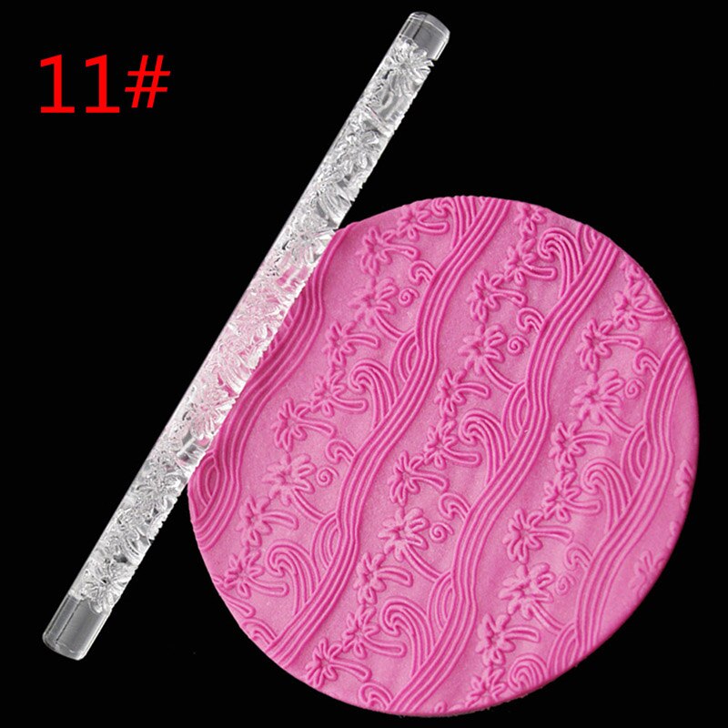 Textured Embossing Rolling Pin Fondant Cake Roller Bakeware Tools Decorating Pastry Tools Cup Top Non-stick Rolling Pin: 11