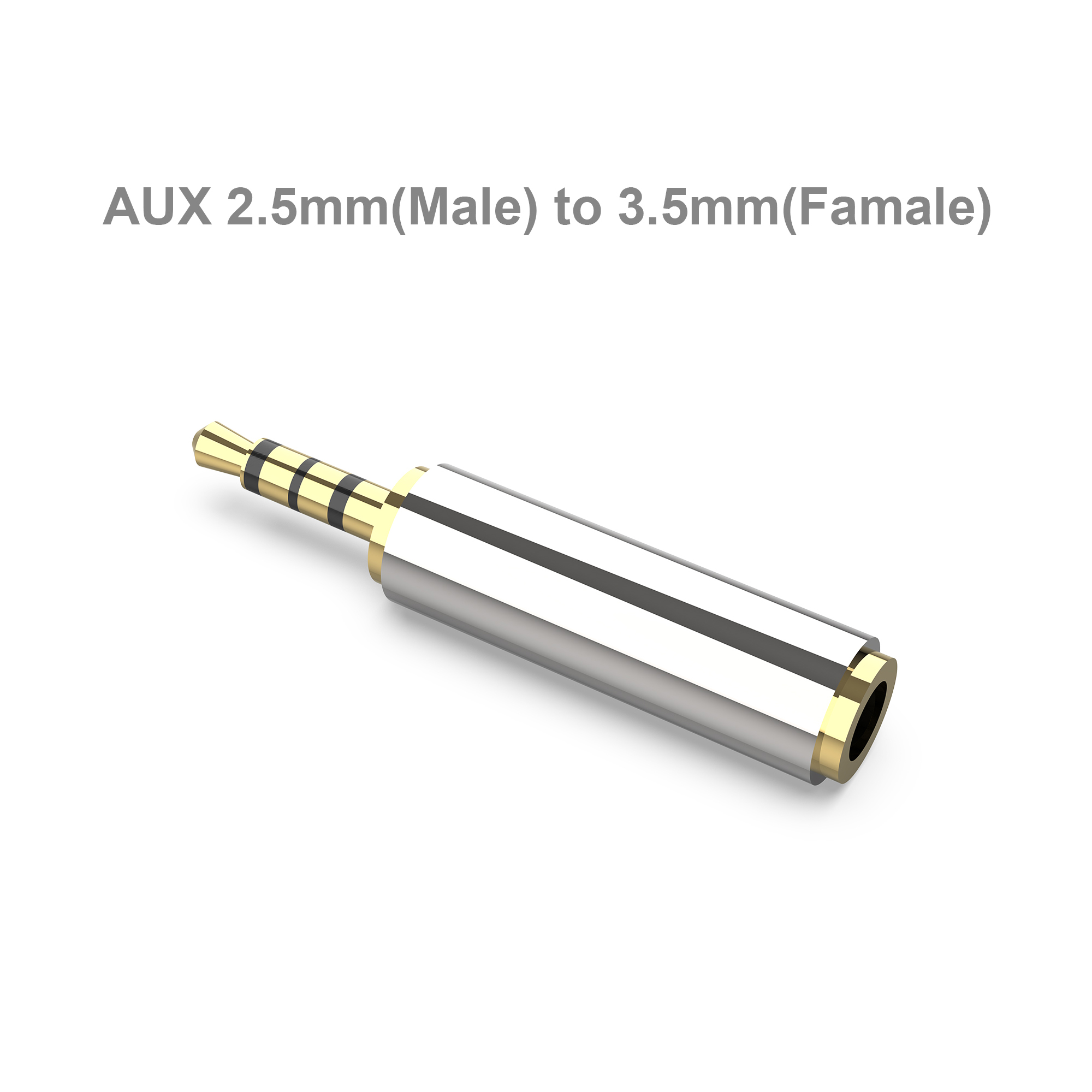 3,5/2,5 mm mannelijk naar 2,5/3,5 mm vrouwelijk jack stereo connector koppeling adapter audiokabel verlenging voor MP3 DVD hoofdtelefoon auto.: GRIJS