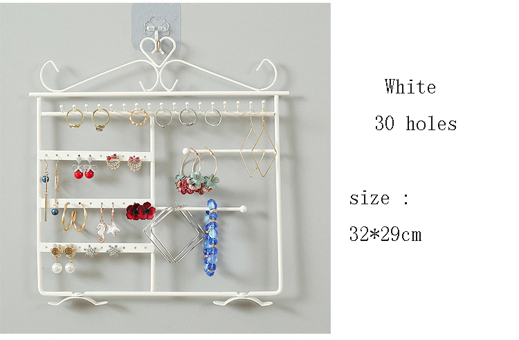 Metal Earring Organizer Household Wall Hanging Necklace Rack Ear Clip Jewelry Display Rack Ear Stud Bracelet Holder: Gold