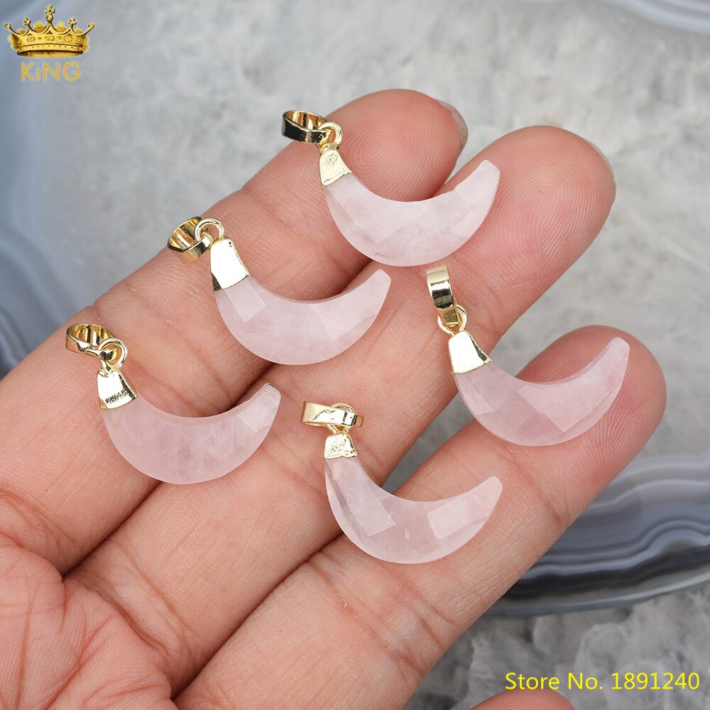 5 Pz/lotto Naturale Del Sole di Pietra di Luna a Forma di Del Pendente Per La Collana, barre di oro Bianco di Cristallo Del Pendente Pendenti E Ciondoli Per Orecchini FAI DA TE HS-83KBI: Pink Quartz