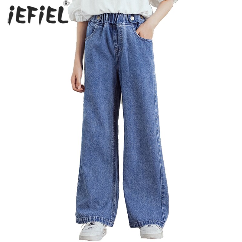 Pantalones vaqueros informales para niña adolescente, pantalón holgado de pierna ancha para niño, 5, 6, 8, 10, 12 y 13 años, primavera y otoño
