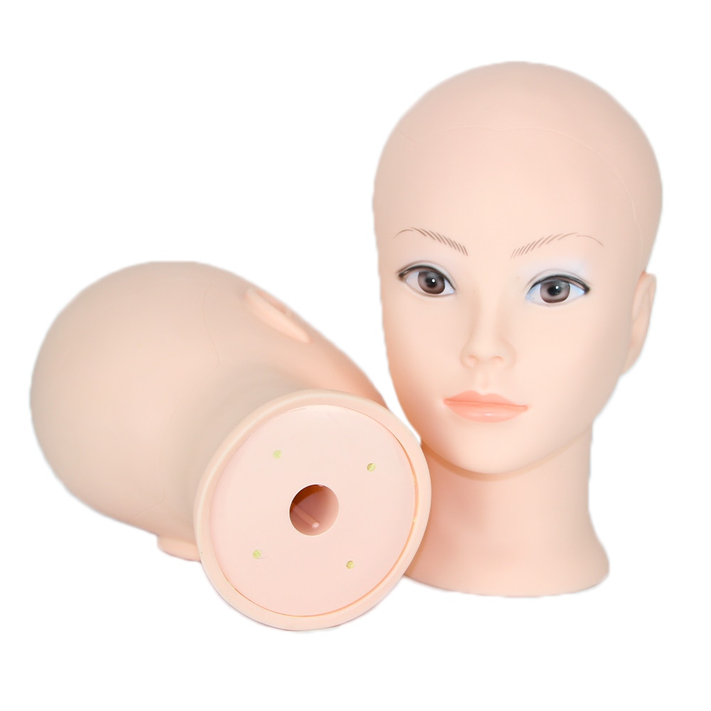Bald Mannequin Head With Clamp Female Mannequin Head For Wig Making Hat Display Cosmetology Manikin Head For Makeup Practice