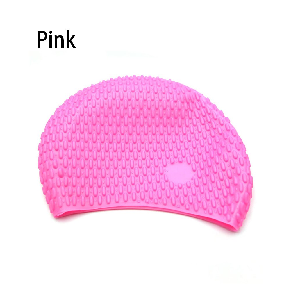 Silica gel Solid color Swimming cap adult Water droplets waterproof: Pink