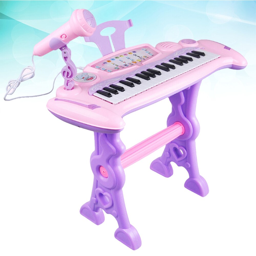 1pc Multifunctional Electronic Childrens Keyboard with Microphone Educational for Kids Children(Pink, without Ba