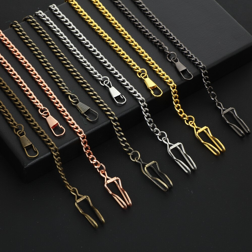 Ouywei-Cadena de acero inoxidable para reloj de bolsillo mecánico, accesorio para , plata, bronce, negro, dorado