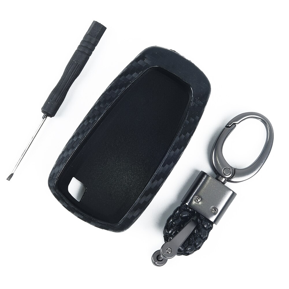 Bag Car Key Case Protector Keychain For Ford Fusion F150 Mondeo Explorer Carbon Fiber Black Wear-resistant Shell