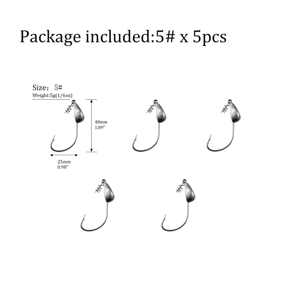 5 stücke Blei Jig Kopf Angelhaken 3,5g 5g 7g 10g 15g 18g 21g Schraube Jig Haken Angelgerät Jigköpfe Angelhaken Mit Spirale Schraube: 5pcs 5g