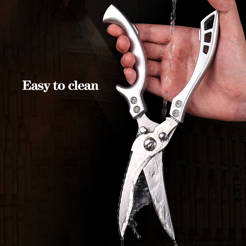 Xitou tesoura de cozinha automática, aço inoxidável, poderosa cortador de osso de frango, faca de chef, dente de serra para escalas de peixe