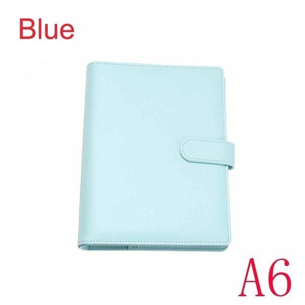 Vintage Refillable Notebook File Folder Notepad Cover Leather Ring Binder Office Supplies: A6 bule