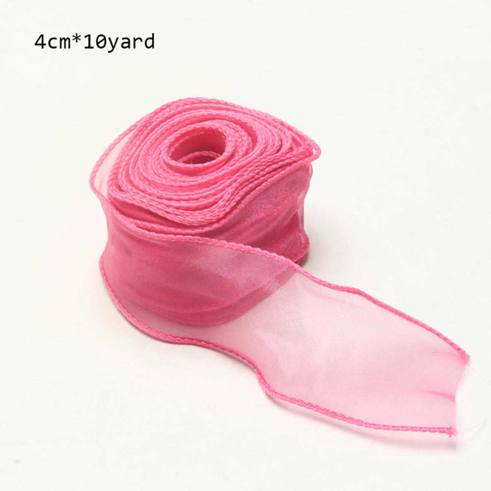 10Yards/Roll Chiffon Silk Ribbon Organza Satin For DIY Craft Wrapping Decoration Wedding Bouquets Wreath Sewing Supplies: Transparent