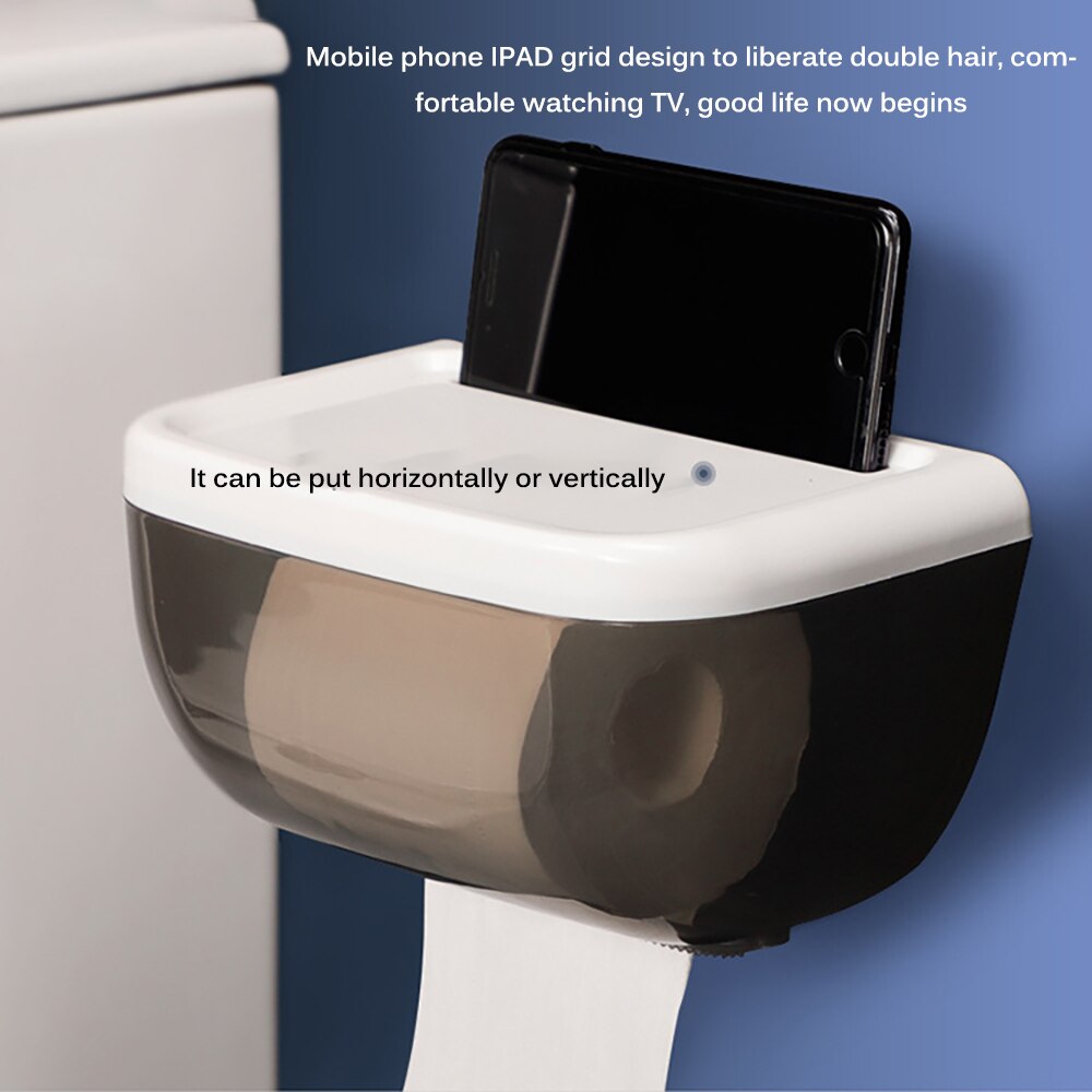 Bathroom Toilet Waterproof Paper Container Plastic Tissue Box Free Punched Paper Holder Storage Box Half Transparent