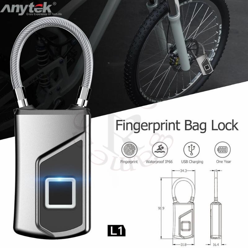 Anytek L1+ L1 Plus Smart Keyless Fingerprint Lock IP65 Anti-theft Door Suitcase Padlock