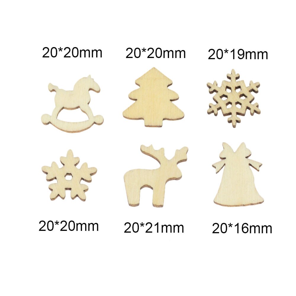 100 Stuks Sneeuwvlok Kerstboom Kerst Trojan Horse Elanden Houten Knoppen Fit Naaien En Scrapbook Diy