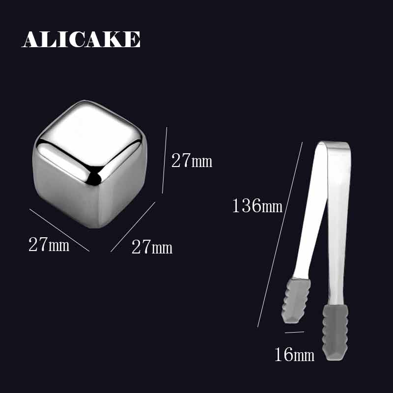 Ice Cubes Food Grade 304 Stainless Steel Metal Bar Whisky Stone Quick-Frozen Ice Wine Beer Cooler Reusable Set With Ice Cube Box