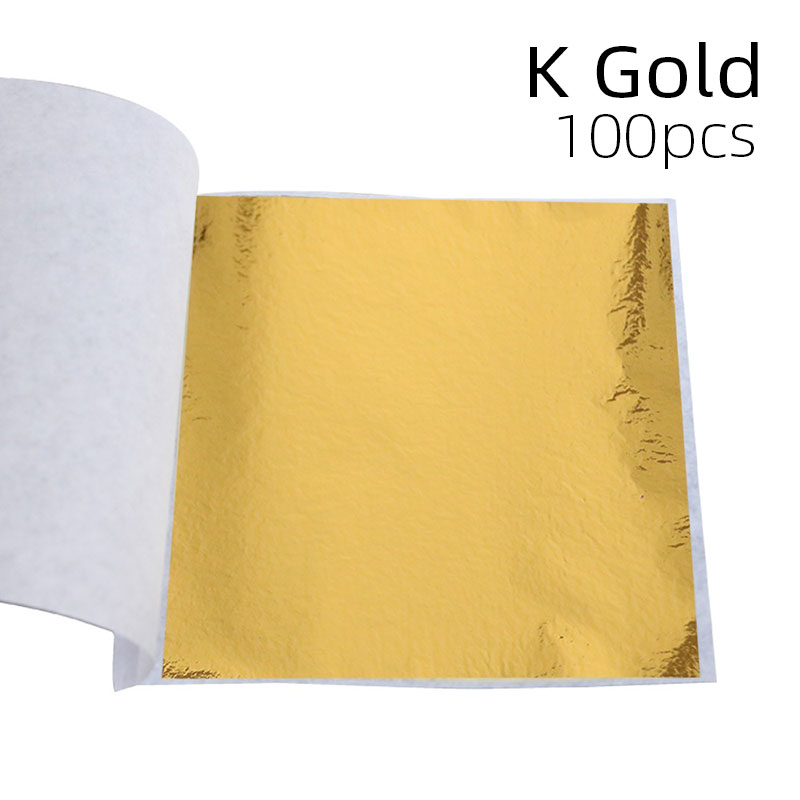 100 Stuks Sliver Koperfolie Papier Imitatie Bladgoud Vellen DIY Hand Nagel Ambachten Glanzend Vergulden Decor Art Lijnen Muur veelkleurig: Licht Groen