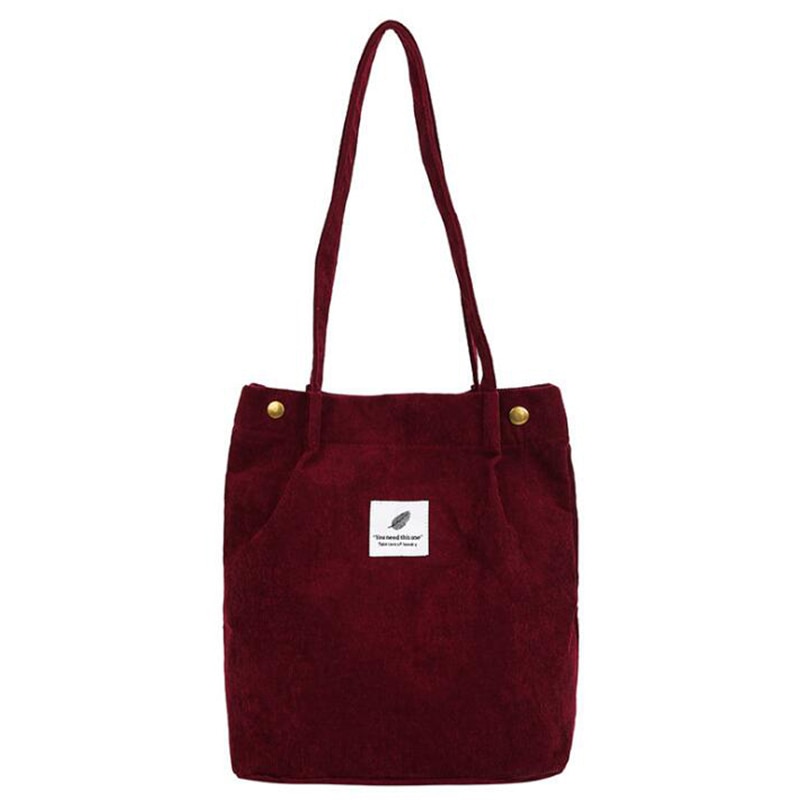 Women Corduroy Shopping Bag Female Canvas Cloth Shoulder Bag Environmental Storage Handbag Reusable Foldable Eco Grocery Tot