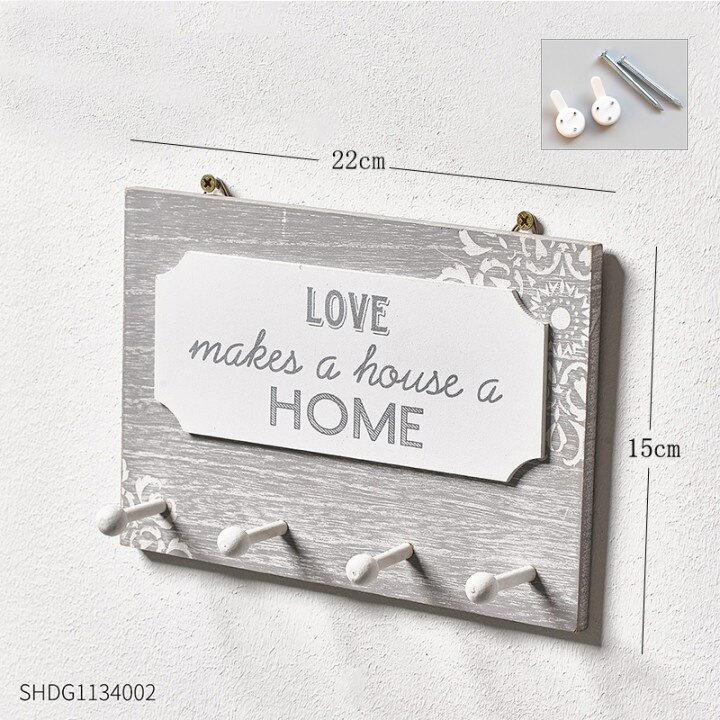 Minimalist Key And Mail Holder Wall Hooks Home Decoration Coat Hanger Nordic Hook Wall Wood House Shape Key Hanger Holder: Four Hooks