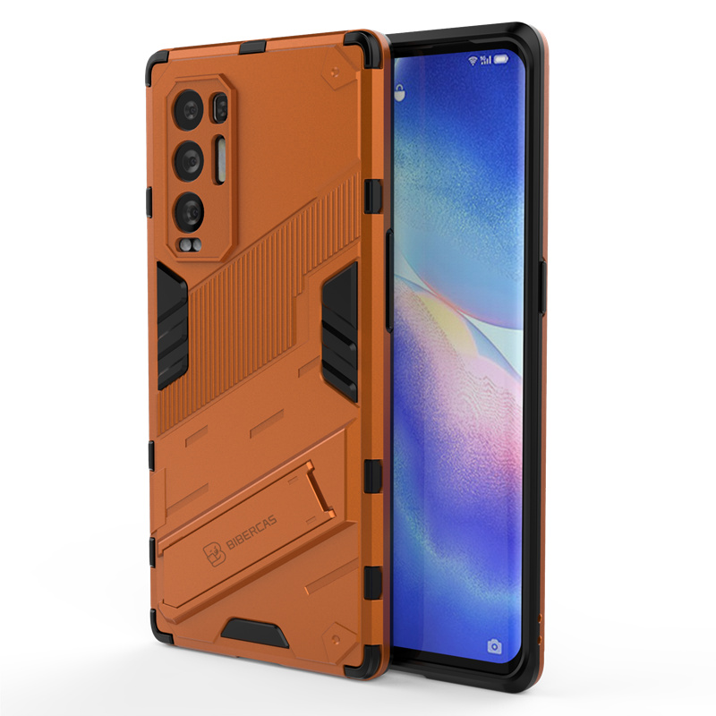 For Case OPPO Find X3 Neo Cover For Find X3 Neo Capas PC Punk Stlye Car Bracket Kickstand Cover For Find X3 Pro Neo Lite Fundas: Acrylic / Orange