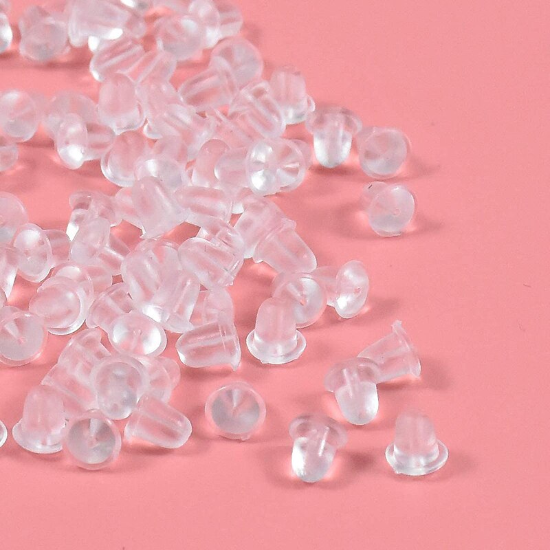 500 PCS/lot Transparent Rubber Earrings Back Plug Clear White Color DIY Jewelry Findings Making Earring Post Stopper Accessories