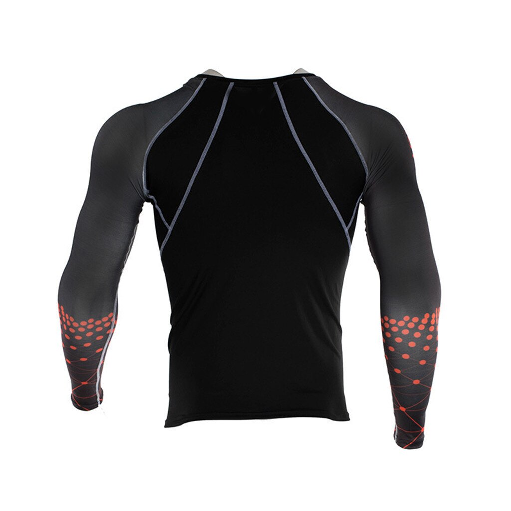 Youyedian mænds cykling baselag lange ærmer fitness t-shirt hurtigtørrende strømpebukser cykel sport print top bluse #y20