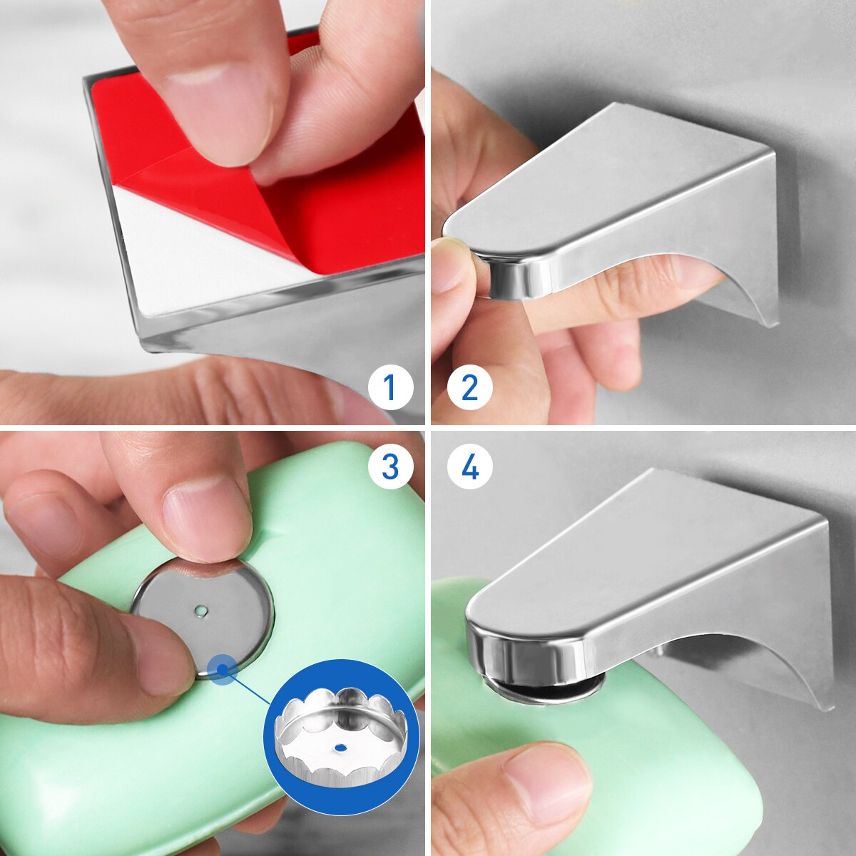Household Bathroom Silver Magnetic Soap Holder Container Dispenser Wall Attachment Adhesion Soap Dishe for Bathroom Accessories