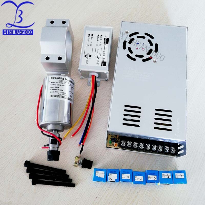 Meilleur! Broche cnc 200W refroidi par air 0.2kw moteur de fraisage et convertisseur de vitesse de broche et pince de 52mm et 7 pièces er11 pince pour bricolage