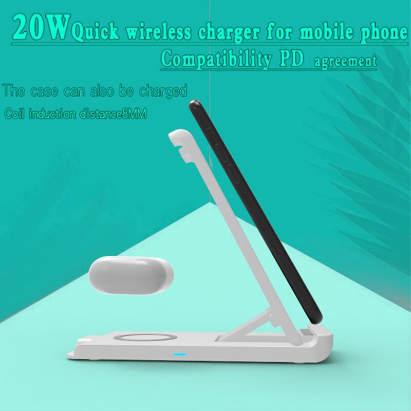 20W Schnelle Drahtlose Ladegerät Stehen 5W Drahtlose Aufladen Pad für Apfel Airpods Profi 2 iPhone 11 12 Profi max Xr 8 Ladestation Halfter
