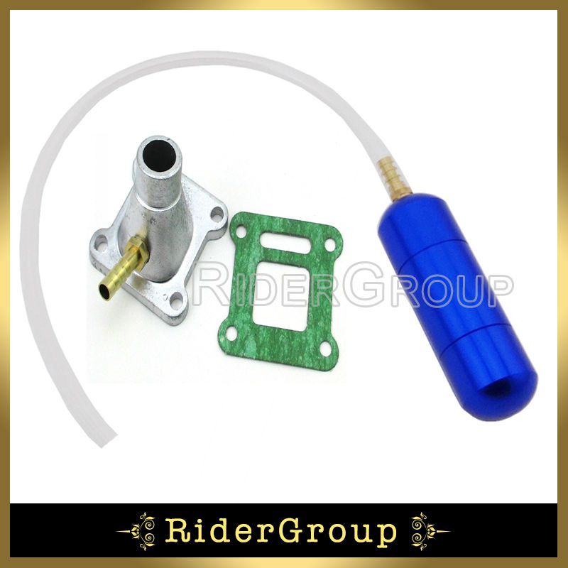 Blå power / boost flaske og motorindtag rør sæt til 43cc 47cc 50cc 2 takts mini lomme cykel atv motor