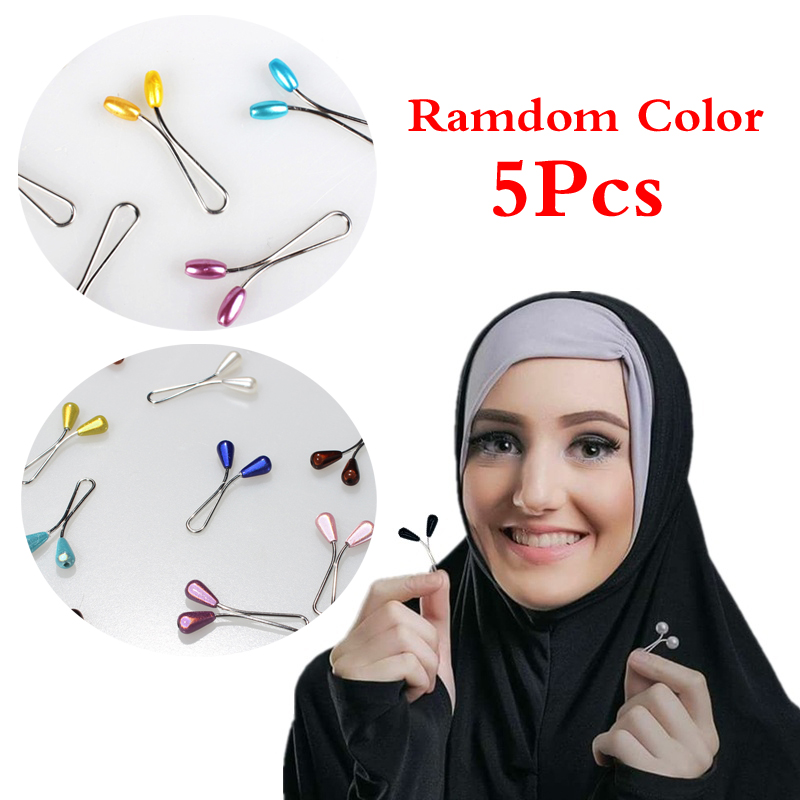 5 stücke Perle Clip Schal Stift Kopftuch Schal Schal Zubehör Dame Muslim Schal Clips Neue Moslemisches Hijab Schal Stift