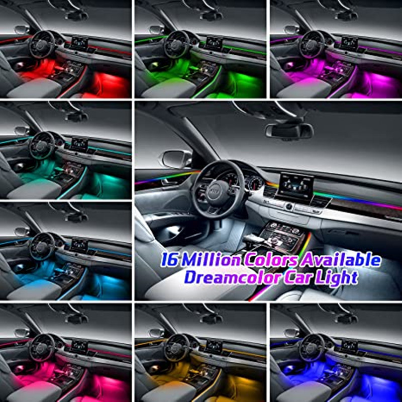 Full Color Streamer Car Ambient Lights RGB 64 Color Universal LED Interior Hidden Acrylic Strip Symphony Atmosphere Lamp 18 in 1