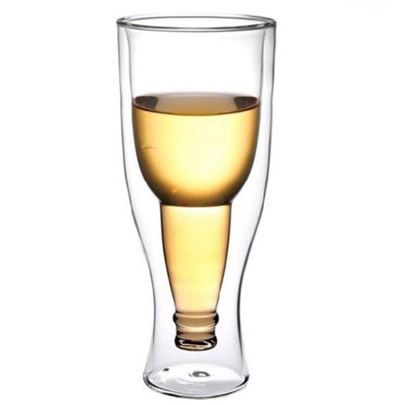 Chope à bière en verre Transparent à Double fond, résistant à la chaleur, verre inversé, pour jus de fruit, thé, eau, Bar, Restaurant