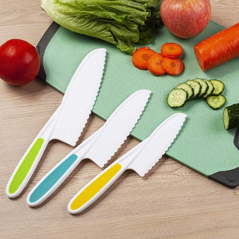 8 stk / sæt køkken småbørn kniv sæt børn børn køkken kok nylon plast brød knive frugtkage salat salat kniv