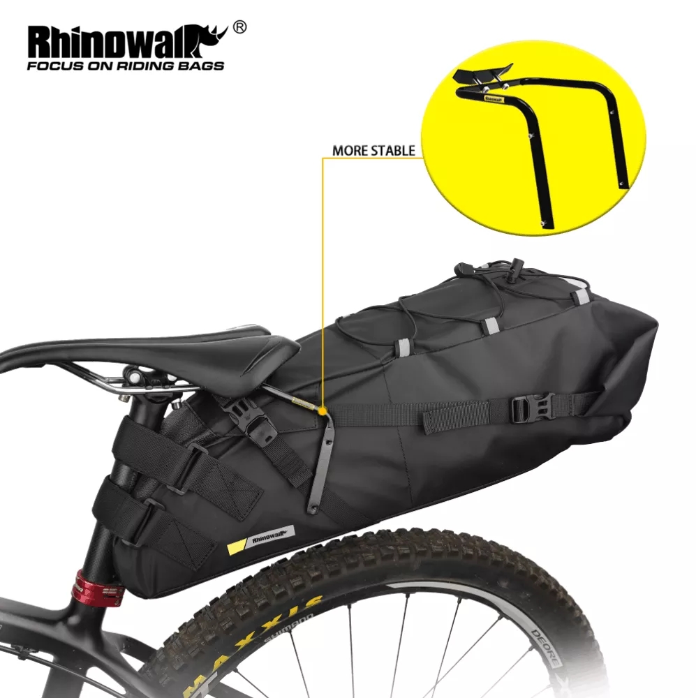 Rhinowalk Wasserdichte Fahrrad Sattel Tasche &Ampere; Stabilisator Halterung 10L-13L Große Kapazität Schwanz Hinten Fahrrad Tasche Radfahren MTB Stamm Koffer