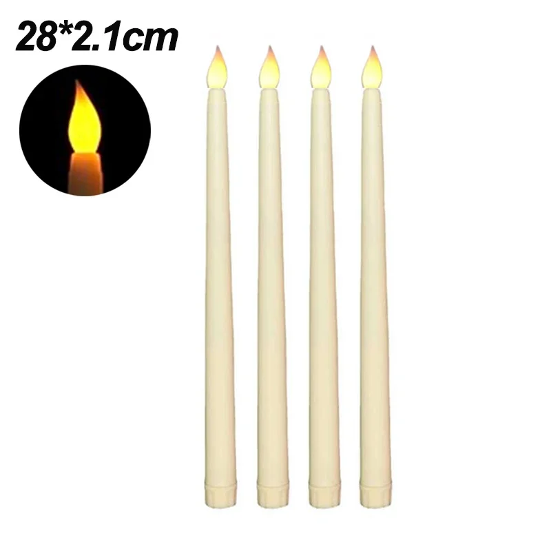 Bougies électroniques LED sans flamme, alimentées par batterie, longue bougie conique, pour fête, mariage, décoration de la maison, lampe clignotante, 3/6 pièces: Blanc froid / jaune clair