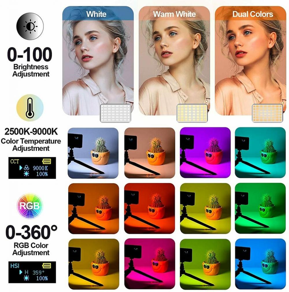 LED Video Light Dimmable W140 RGB LED Video Light Panel Fill Light for Photography Fill Light Camera Vlogging Lamp Lighting LED
