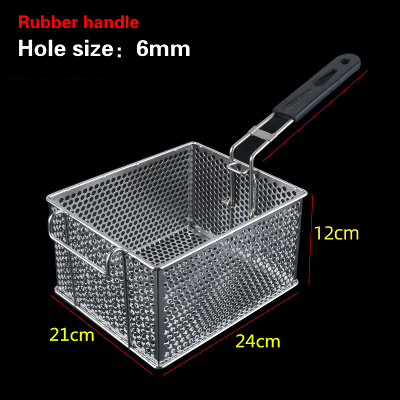 Stainless steel frying basket net French fries basket frying frame square oil control filter frying basket dense frying screen: Brown