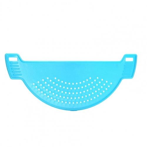 Escorredor placa meia lua forma vegetal lavagem resistente ao calor pote funil filtro para gadgets de cozinha: Azul