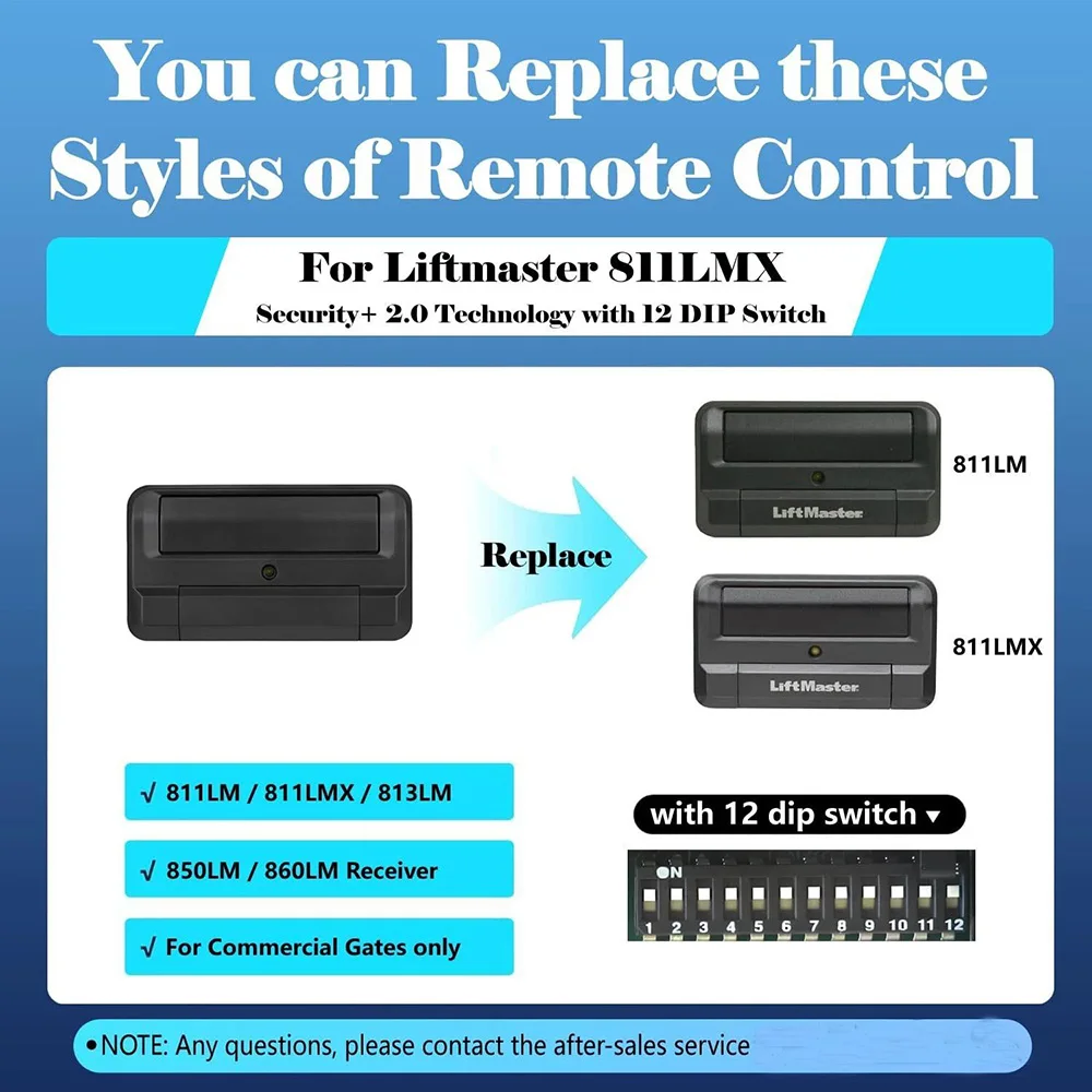 Garage Door Opener Remote Control 2PCS Compatible with 811LMX 811LM Learn Button with Visor Clip