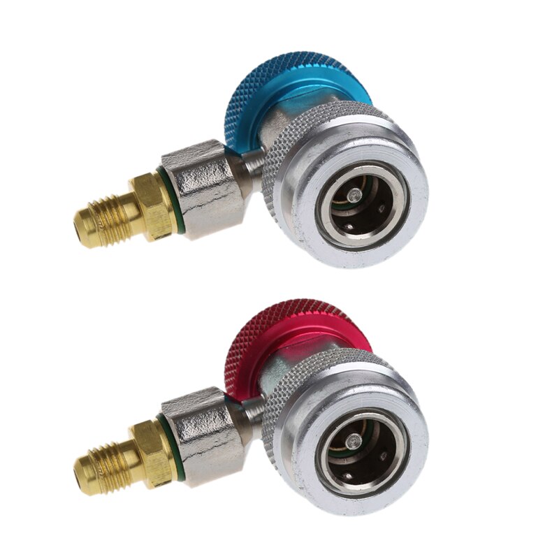 2 stuks auto freon  r134a h/l snelkoppeling adapters airconditioning koelmiddel verstelbare airco spruitstukmeter: Default Title