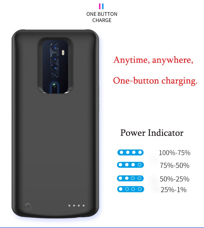 6800mAh Power Bank Case For OPPO Reno 2 Backup Battery Charge For OPPO Reno2 Battery Case Cover